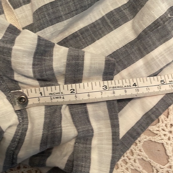 LOFT blue white ROMPER striped 4 pockets Drawstring waist COTTON 14 - Picture 6 of 6